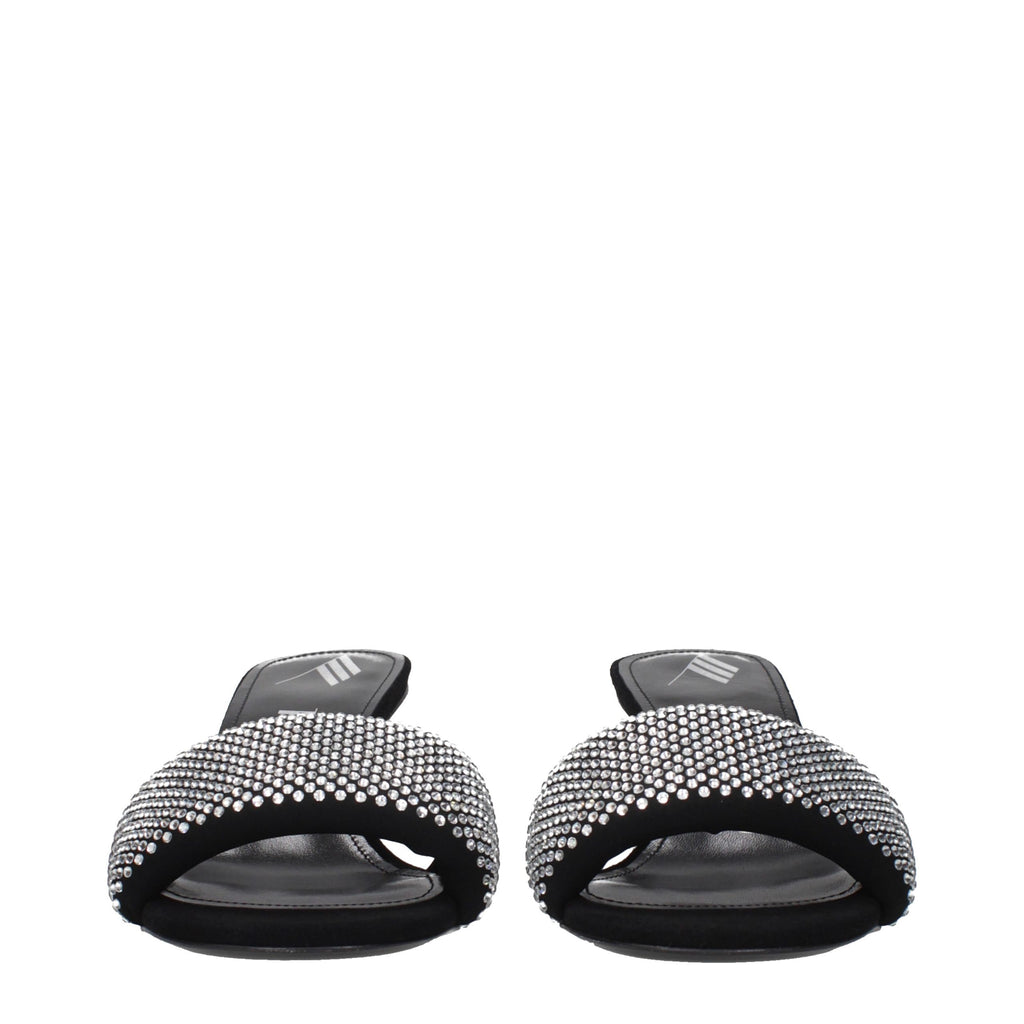 Black Fabric Stiletto Heel Sandals