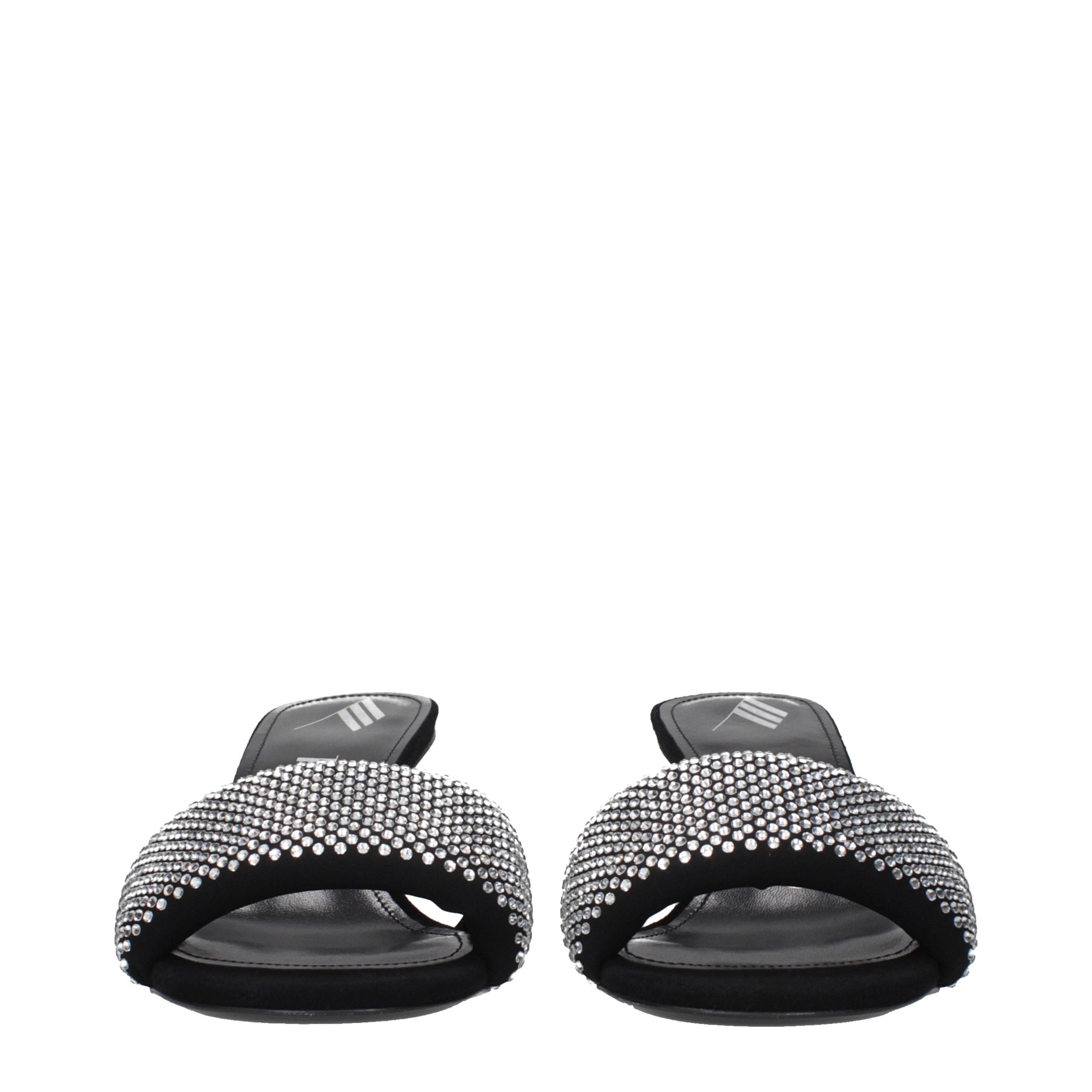 Black Fabric Stiletto Heel Sandals