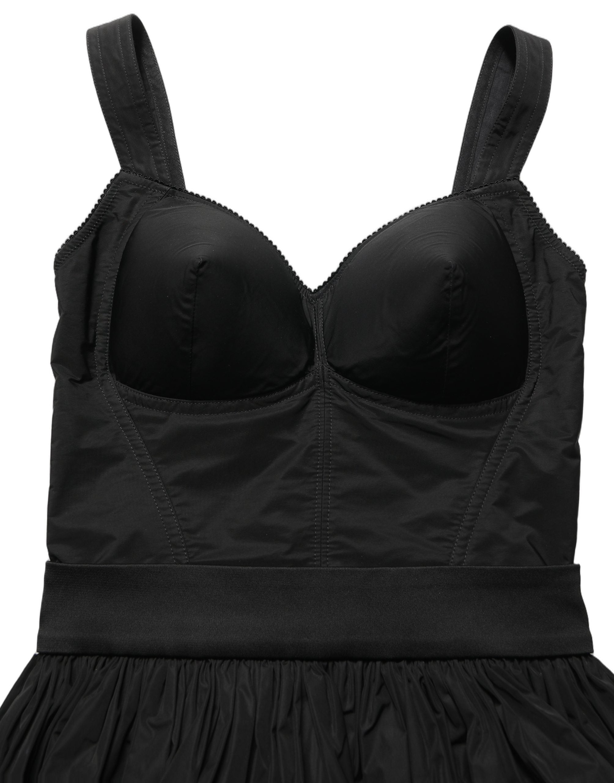 Black Nylon A-Line Sleeveless Mini Dress