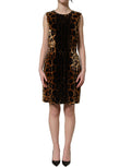 Dolce & Gabbana Brown Leopard Sleeveless Sheath Mini Dress