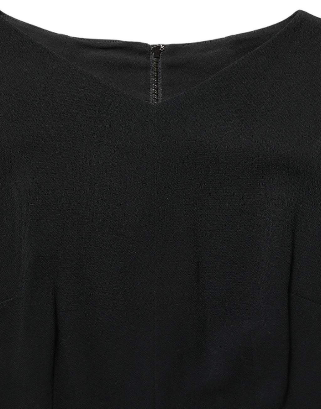 Black Viscose Short Sleeve A-line Midi Dress