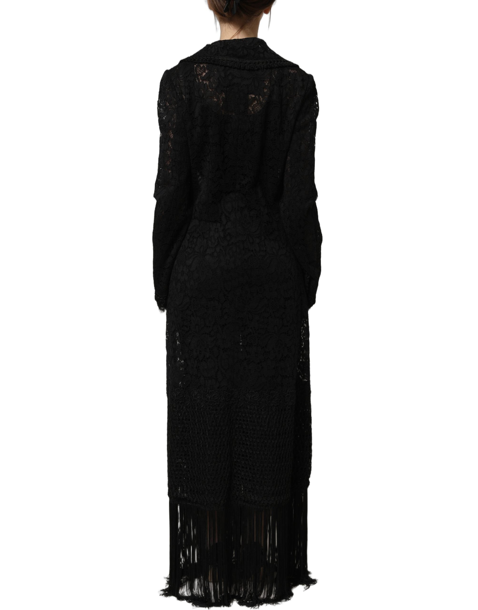 Black Embellished Guipure Lace Coat Jacket