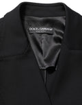 Black Double Breasted Crepe Blazer Jacket