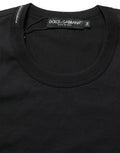 Black Cotton Short Sleeves Crew Neck T-shirt