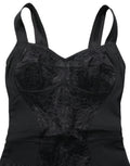 Black Floral Lace Corset Bodycon Bodysuit