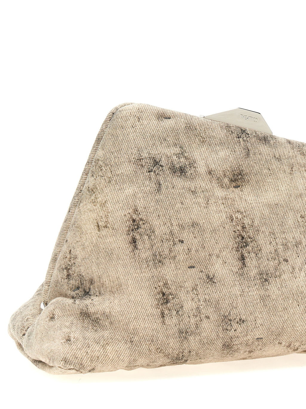Gray Leather Clutch Bag