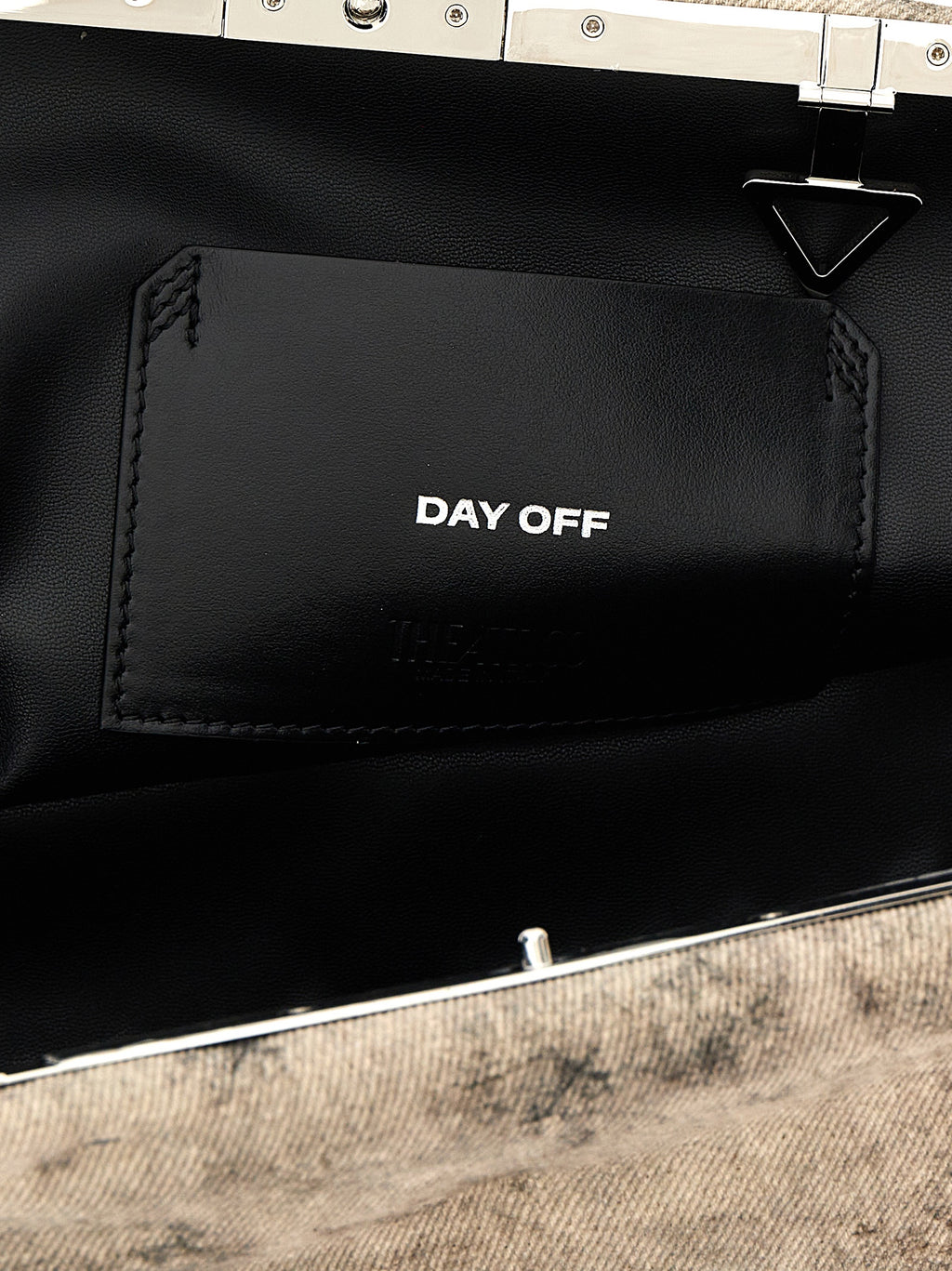 Gray Leather Clutch Bag