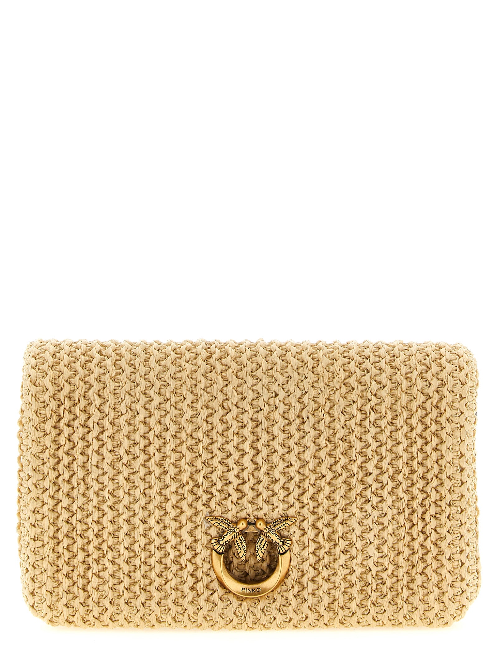 Beige Polypropylene Clutch Bag