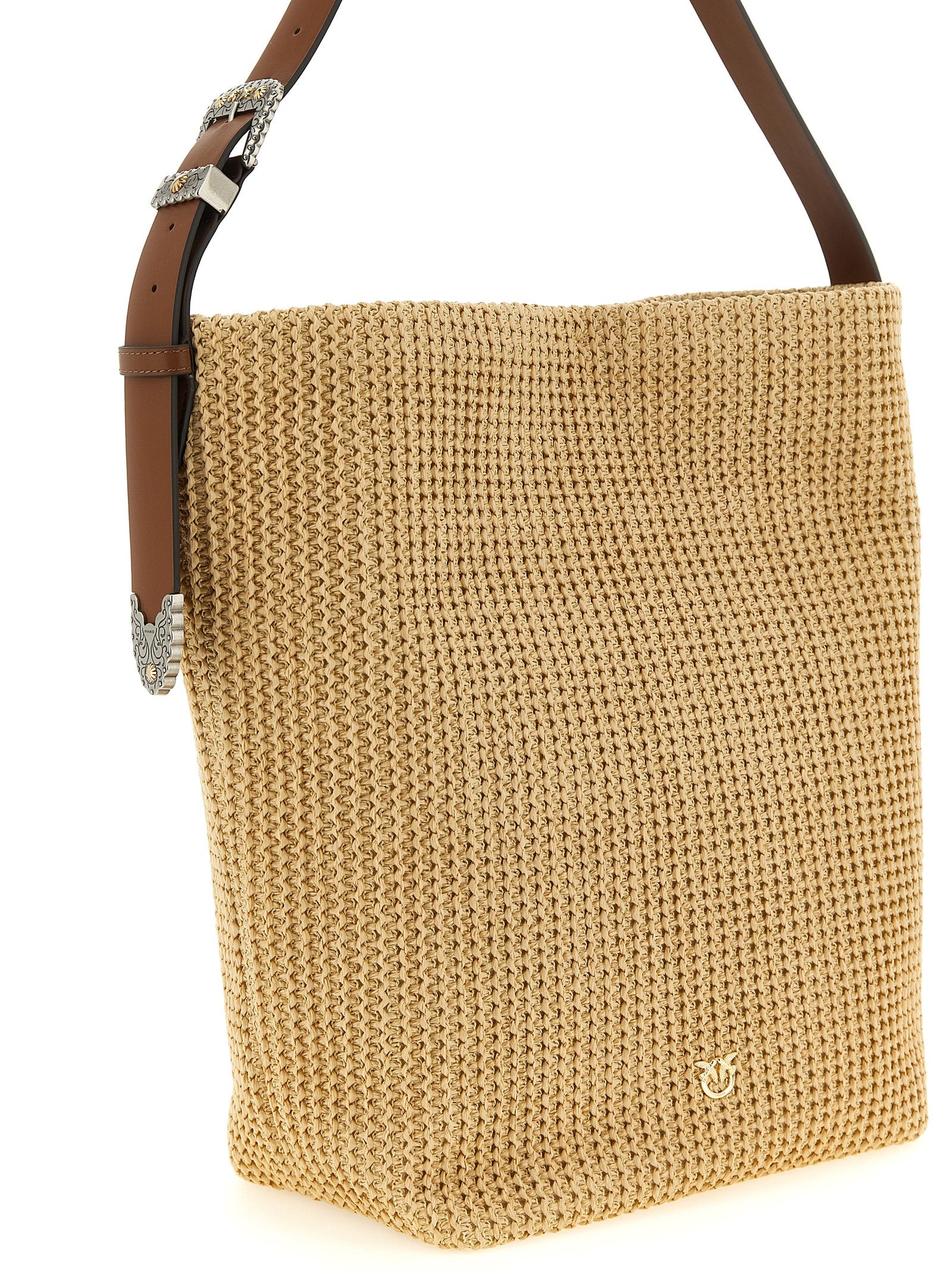 Beige Cowhide Shoulder Bag