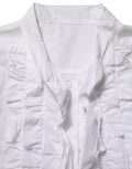 White Ruffled Bib Long Sleeves Blouse Top