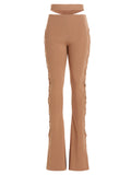 Beige Viscose Flared Pants