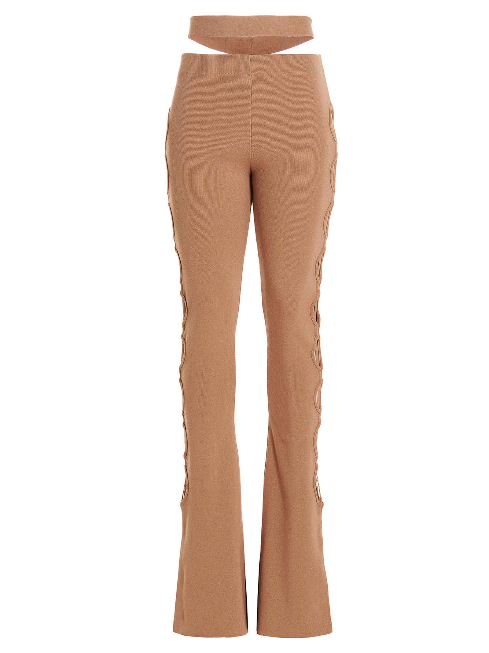 Beige Viscose Flared Pants