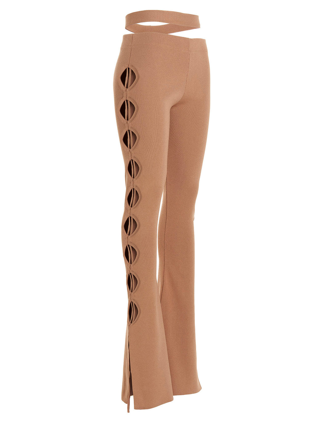 Beige Viscose Flared Pants