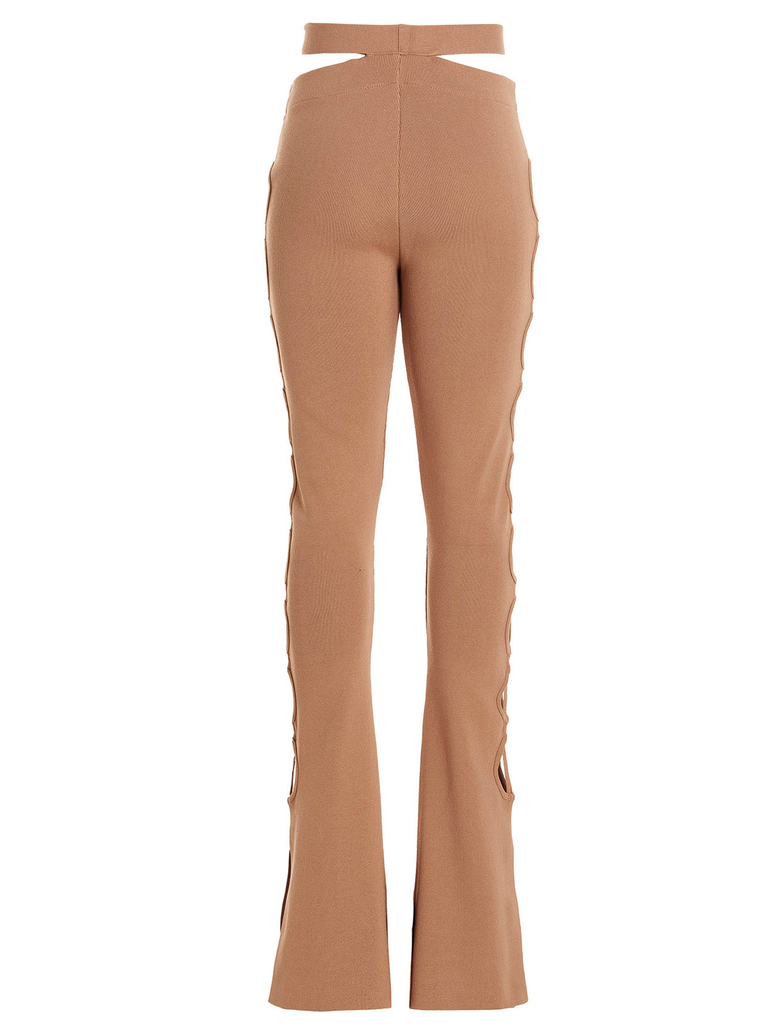 Beige Viscose Flared Pants