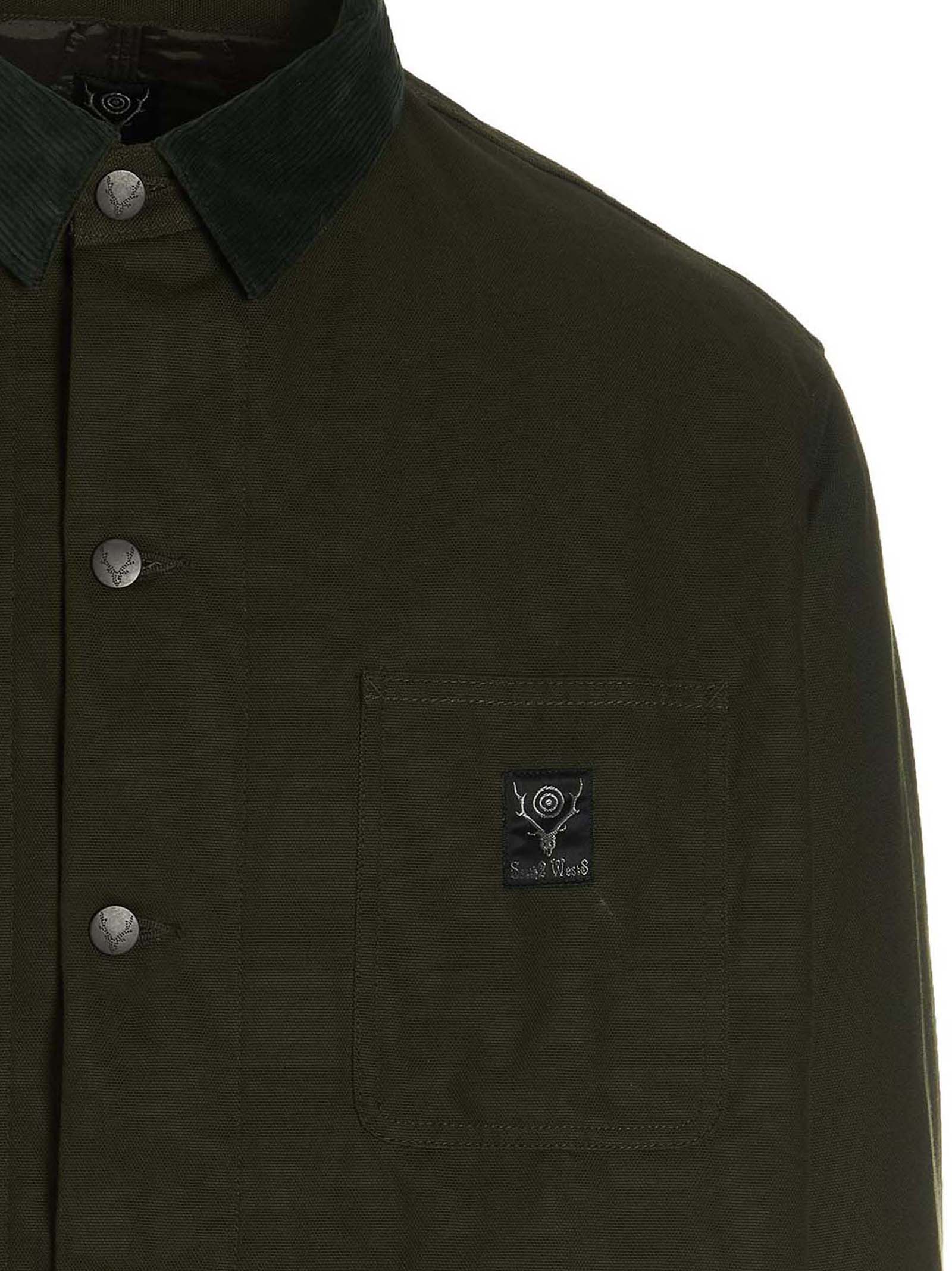 Bicolor Cotton Full-Length Jacket