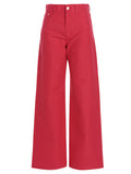 Fuchsia Cotton Casual Pants