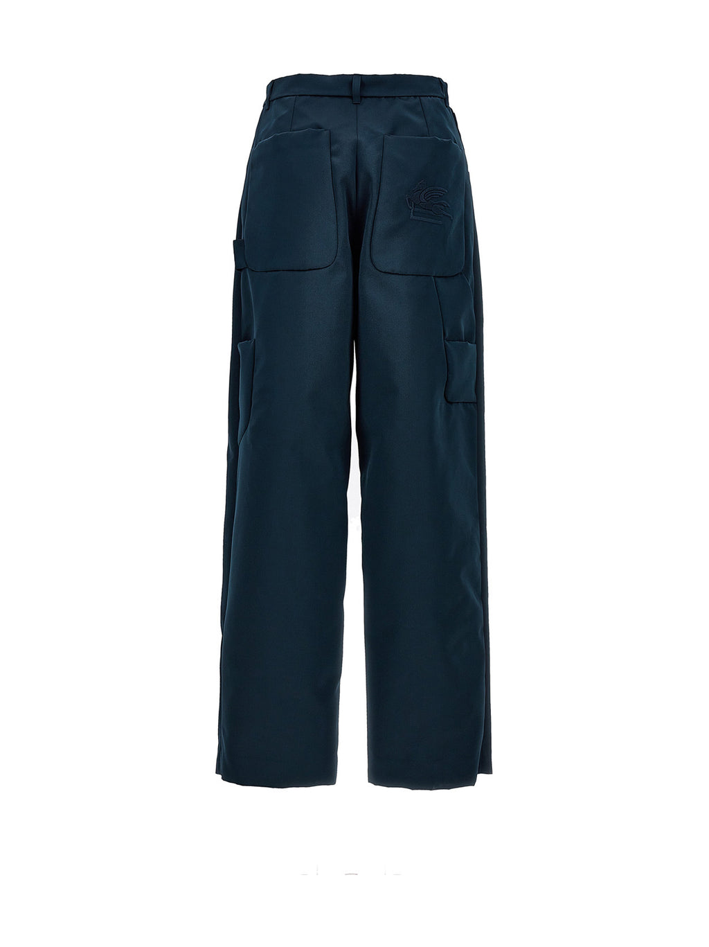 Blue Polyester Cargo Pants