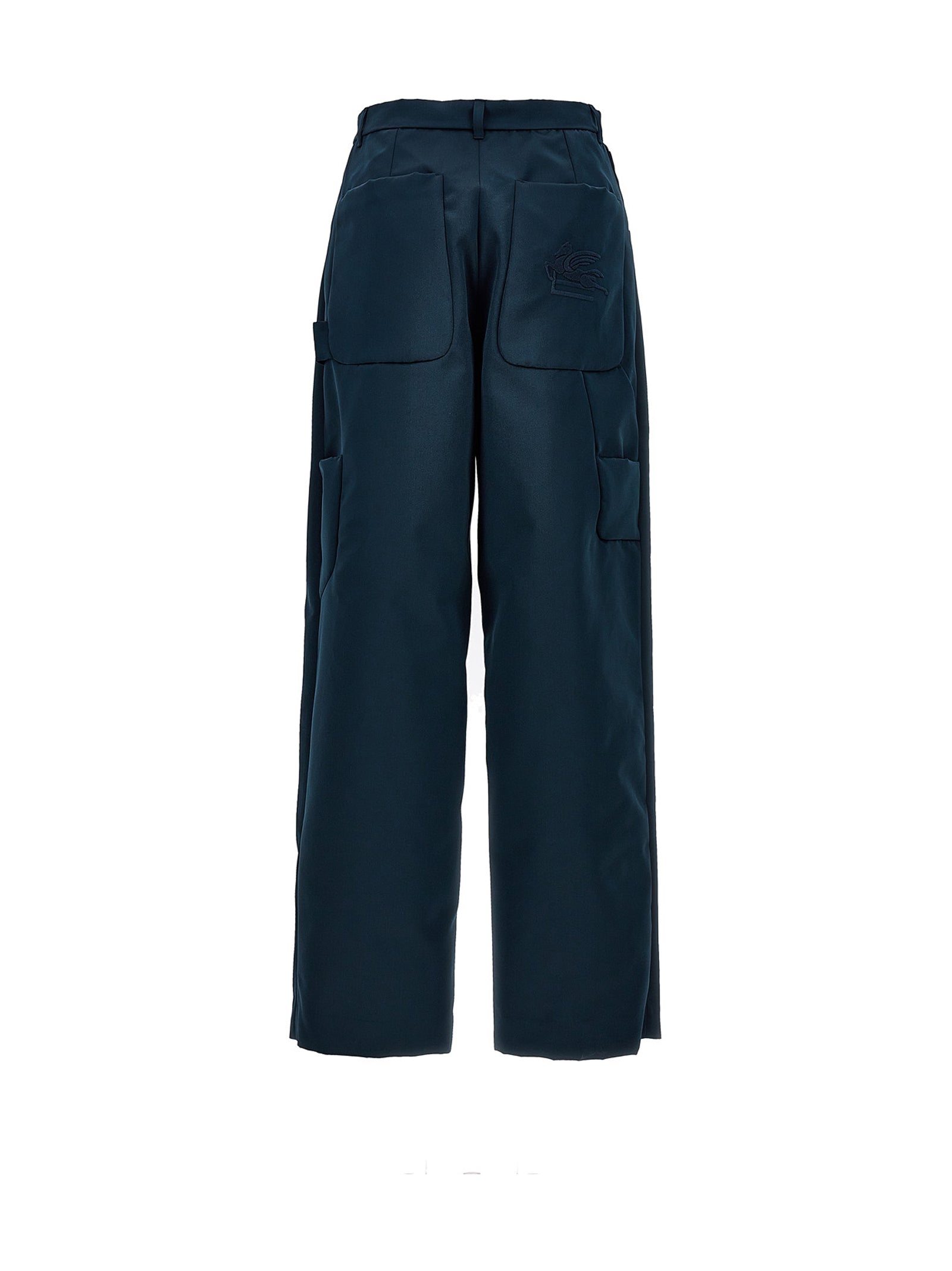 Blue Polyester Cargo Pants