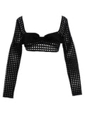 Black Polyester Long Sleeve T-Shirt