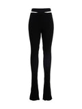Black Viscose Flared Pants