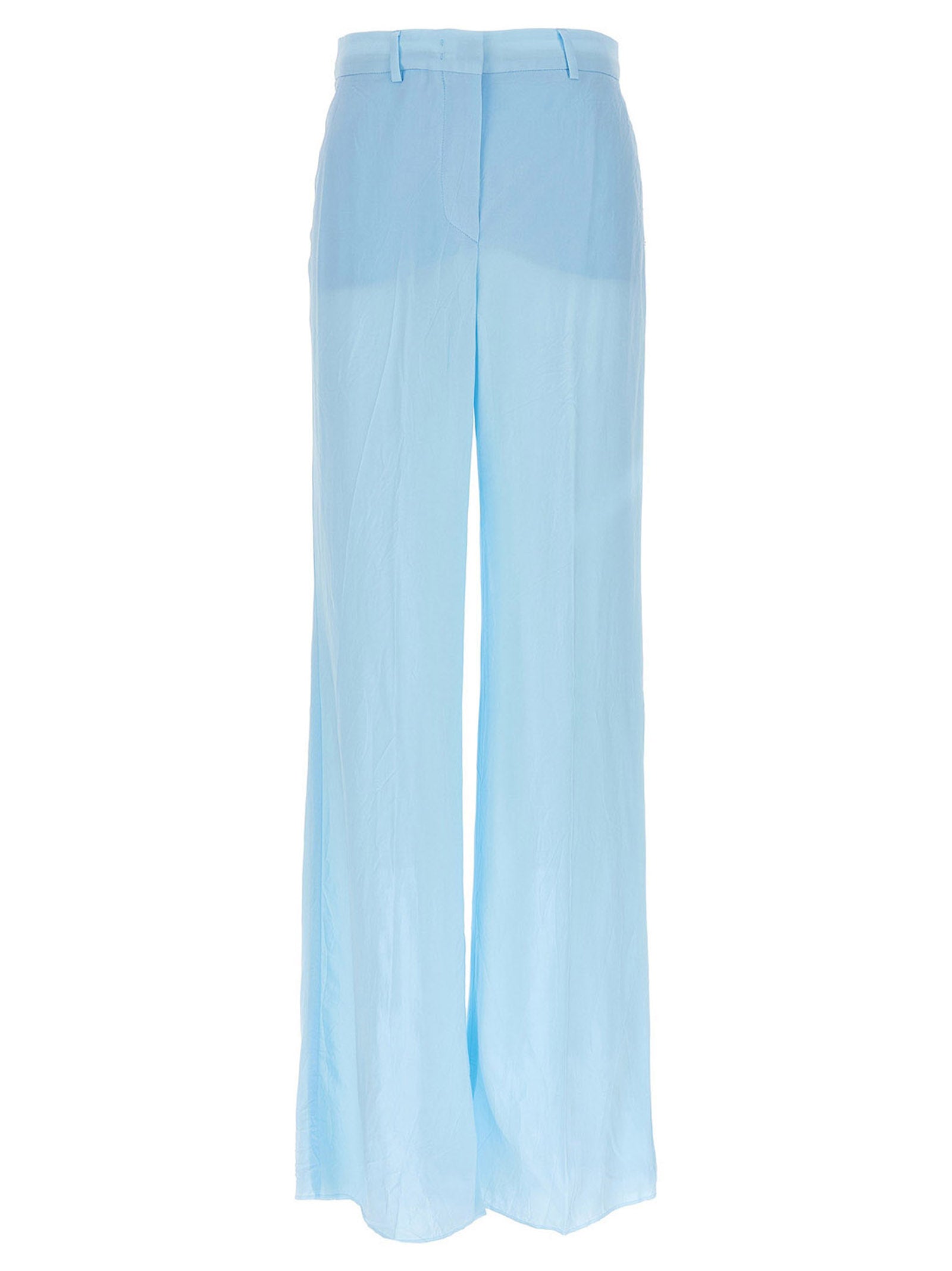 Blue Viscose Casual Pants