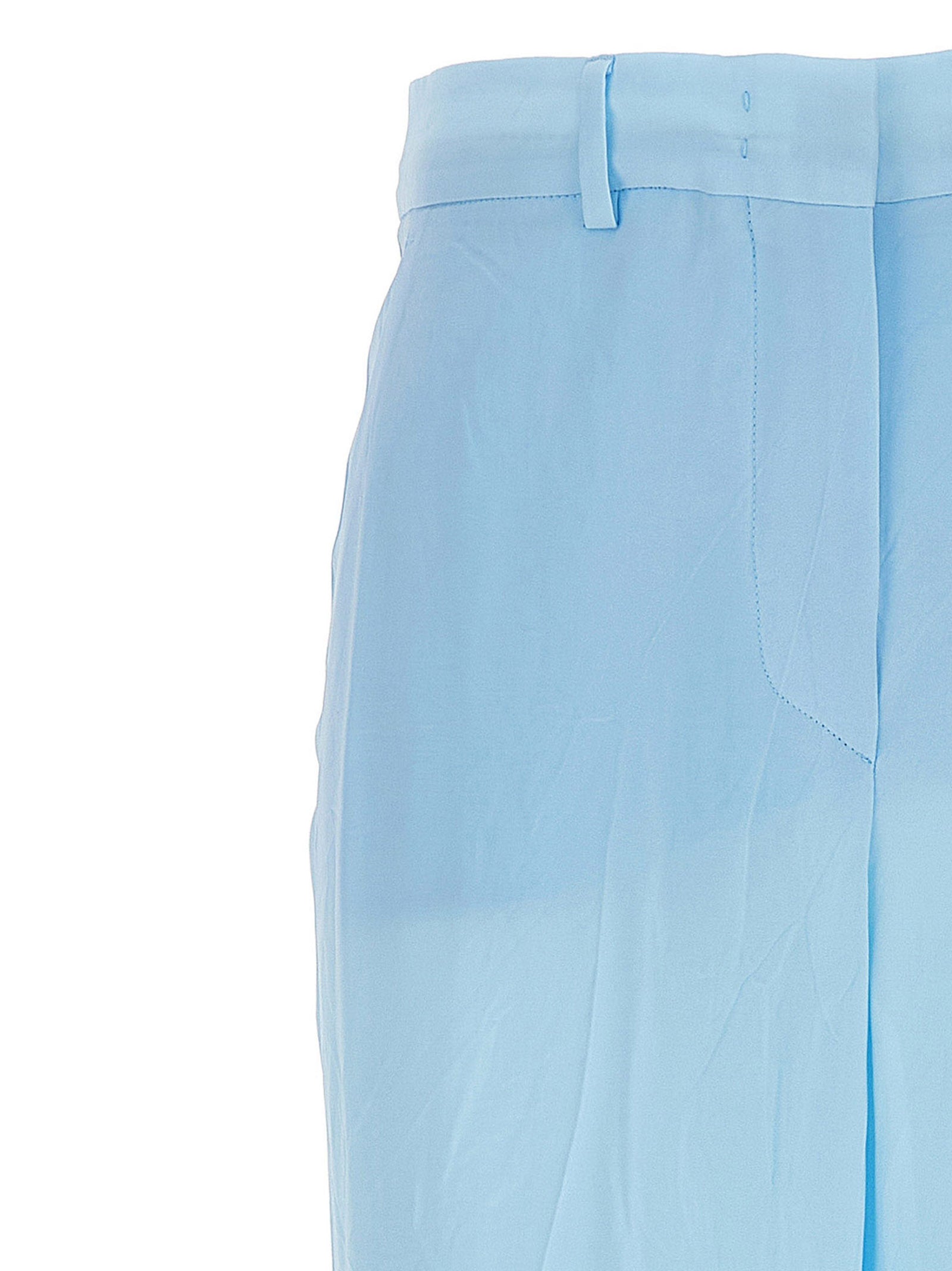 Blue Viscose Casual Pants