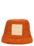 Orange Raffia Bucket Hat
