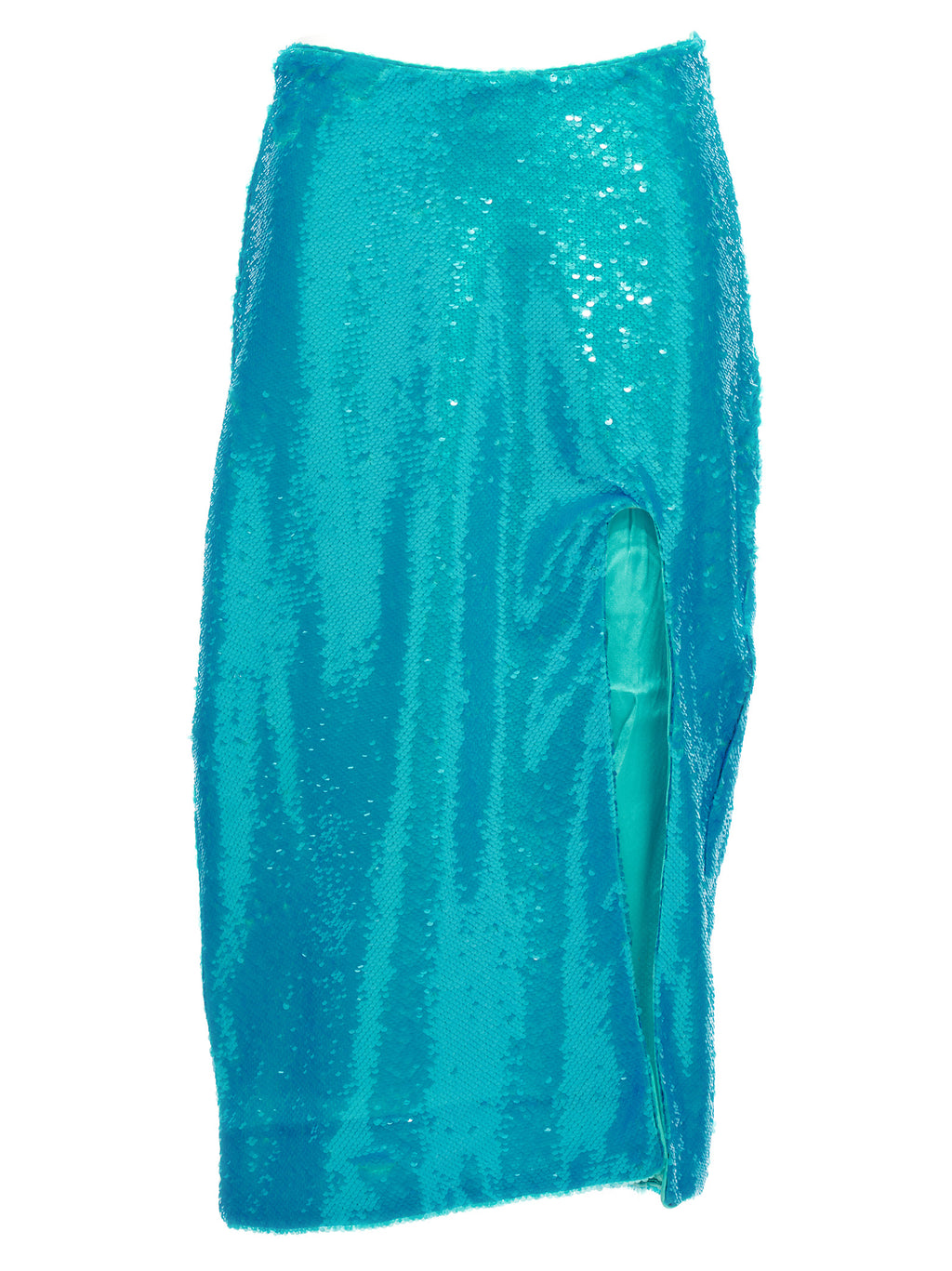Blue Recycled Polyester Midi Skirt