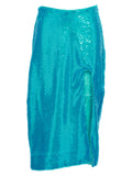 Blue Recycled Polyester Midi Skirt