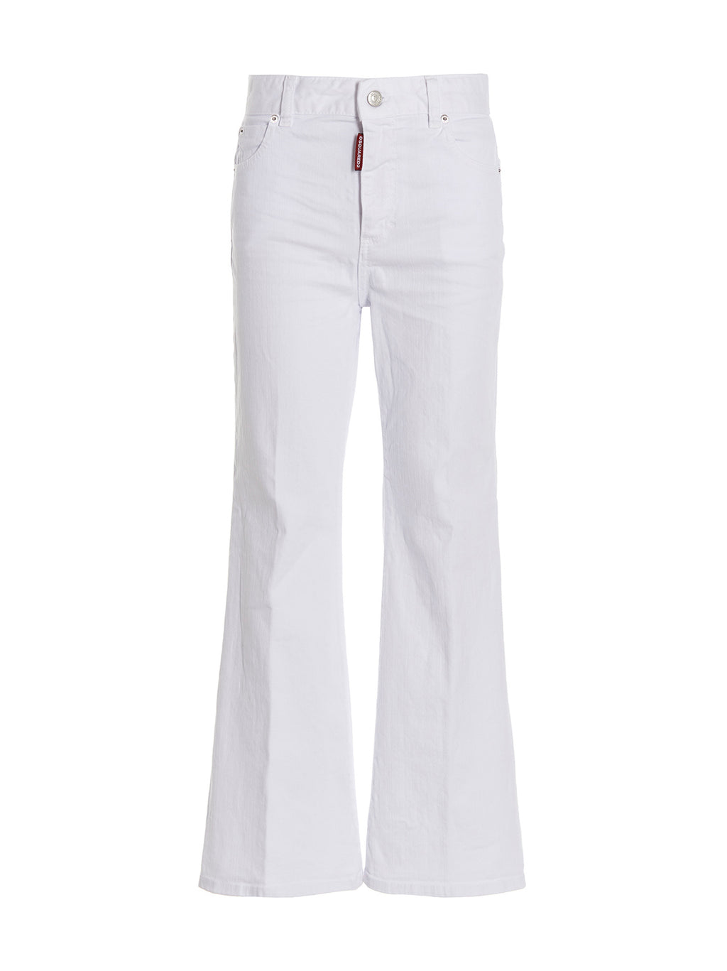 White Cotton Flared Jeans