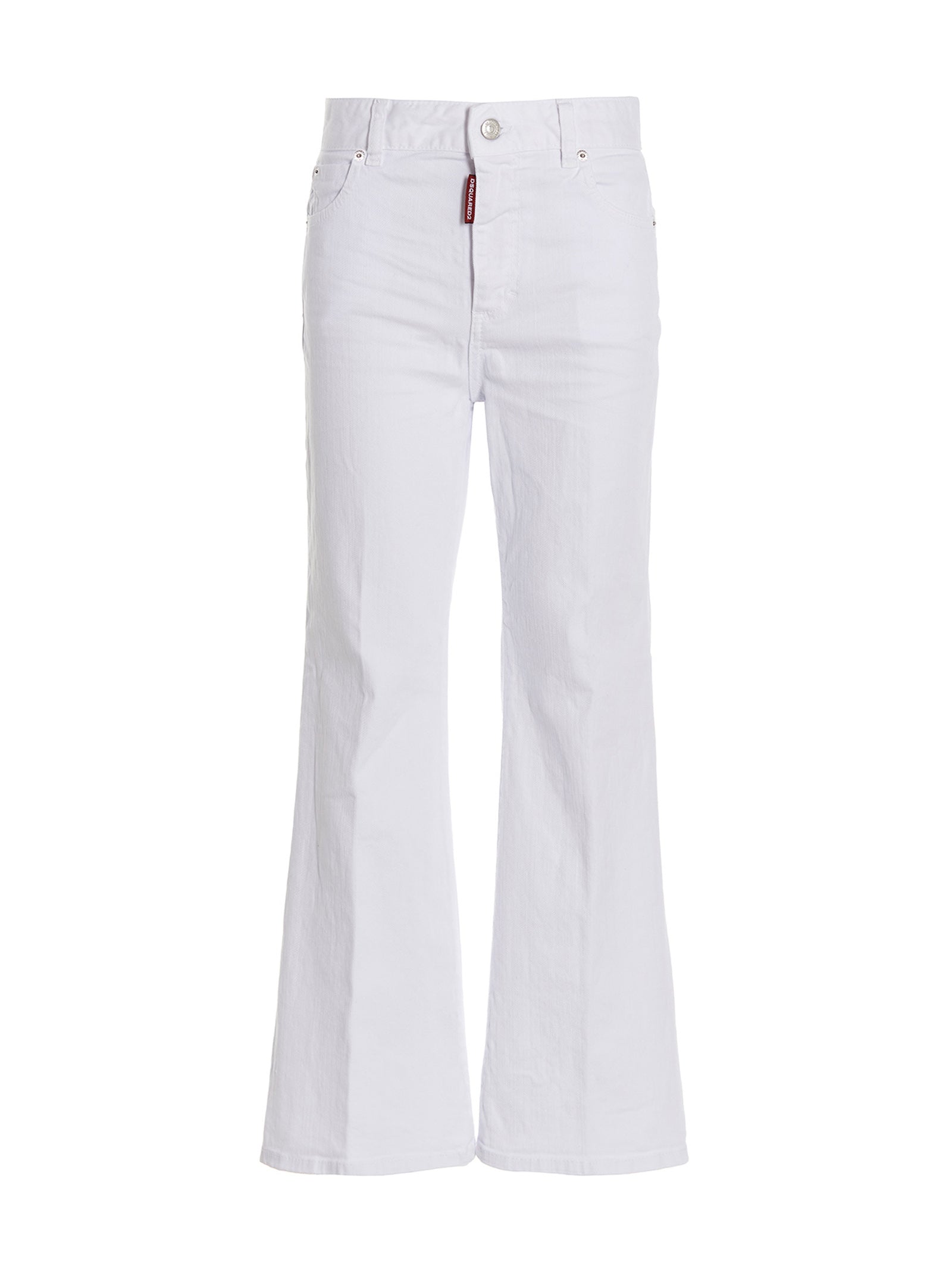 White Cotton Flared Jeans