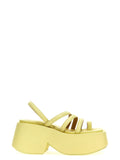 Bicolor Calfskin Stiletto Heel Sandals