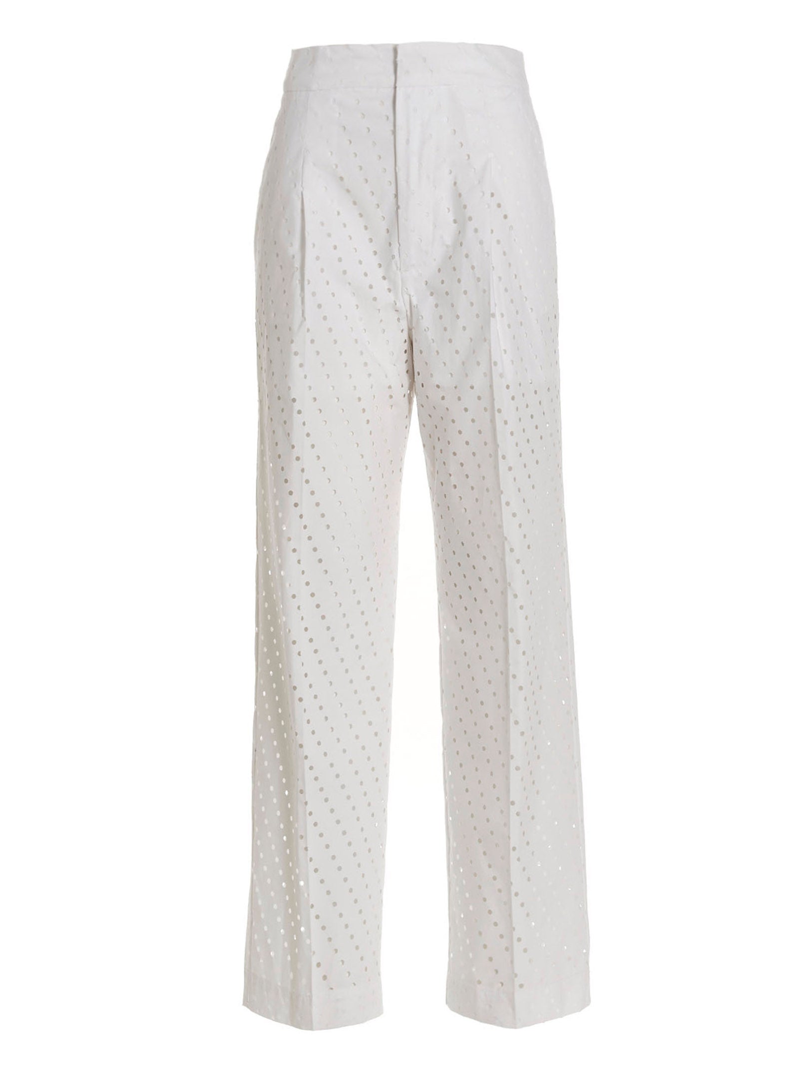 White Cotton Casual Pants