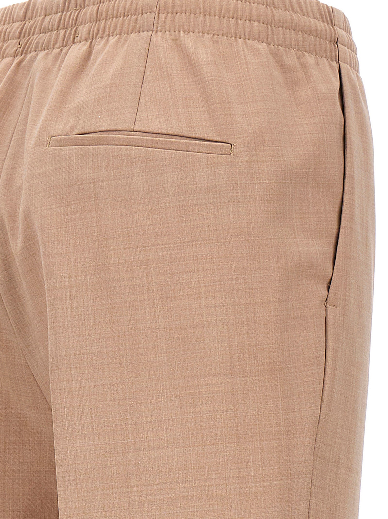 Beige Polyester Casual Pants