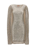 Silver Polyester Short Dress