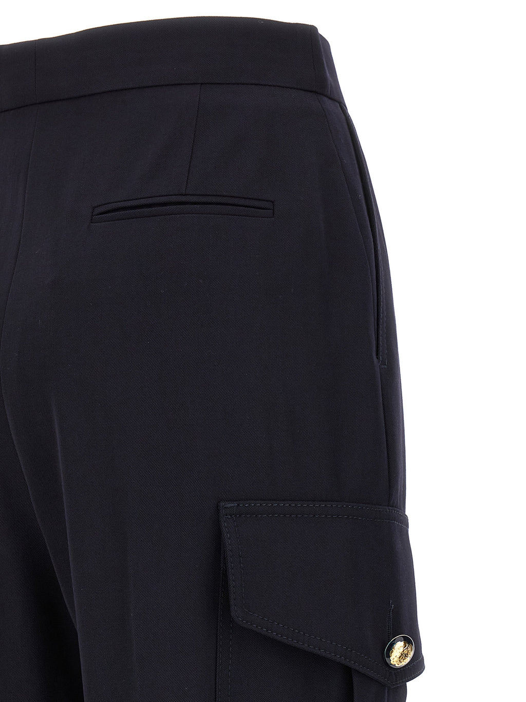 Blue Wool Cargo Pants
