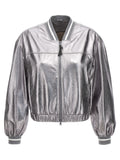 Silver Leather Bomber