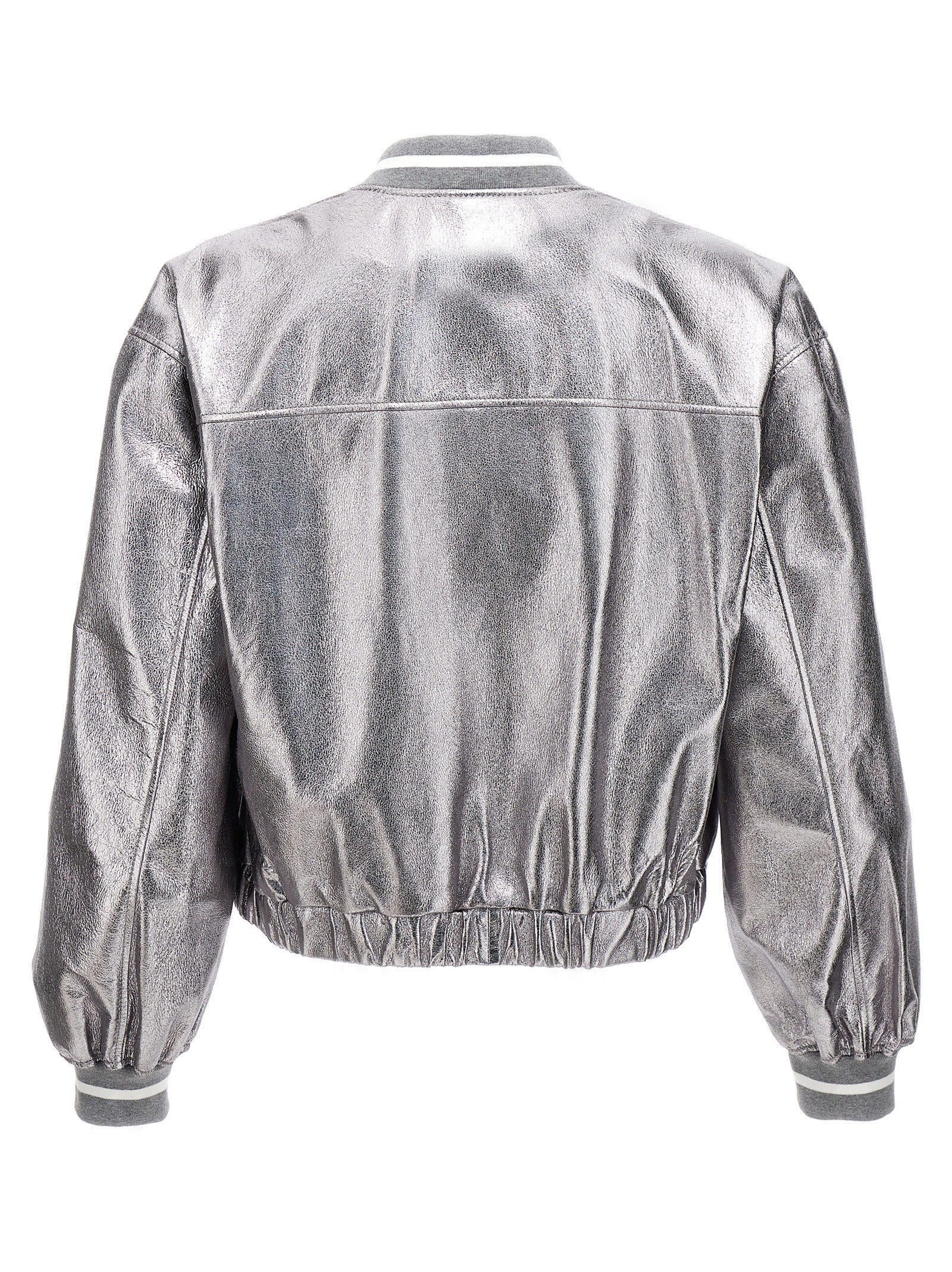 Silver Leather Bomber