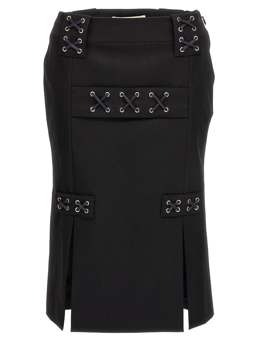 Black Wool Midi Skirt