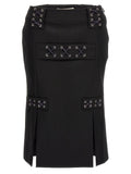 Black Wool Midi Skirt