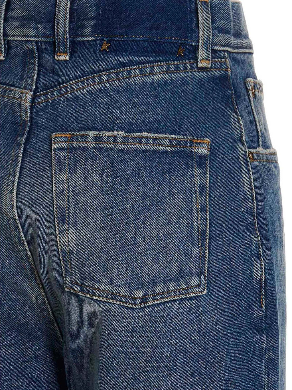 Blue Cotton Straight-Leg Jeans