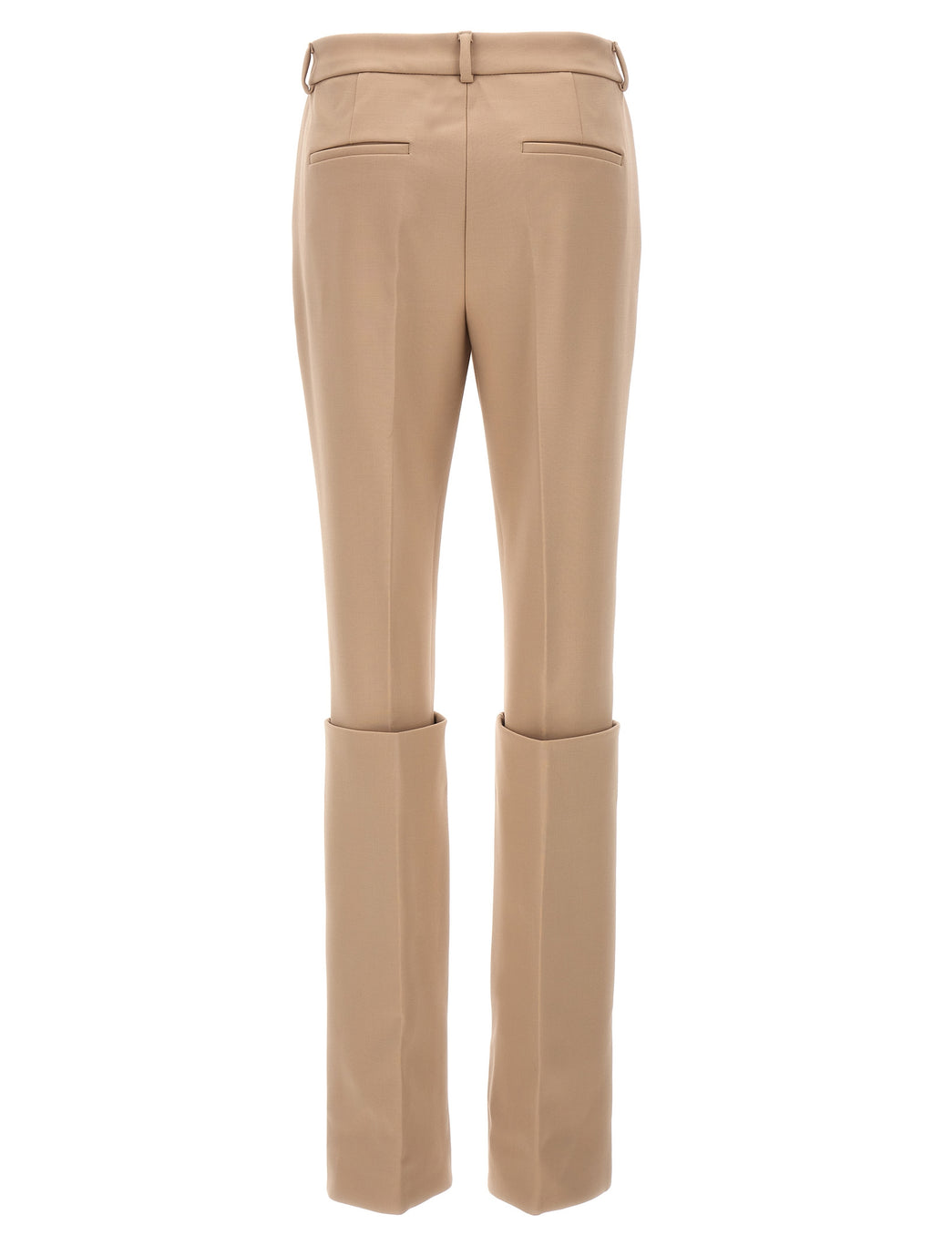 Beige Polyester Dress Pants