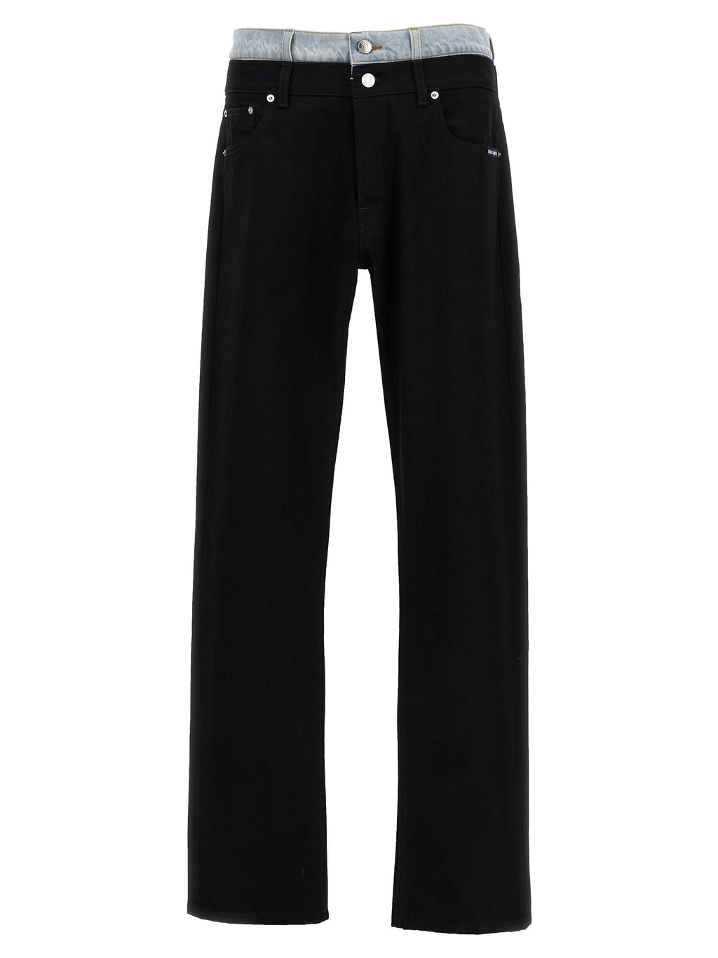 Black Cotton Straight-Leg Jeans