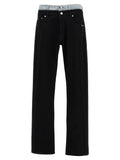 Black Cotton Straight-Leg Jeans
