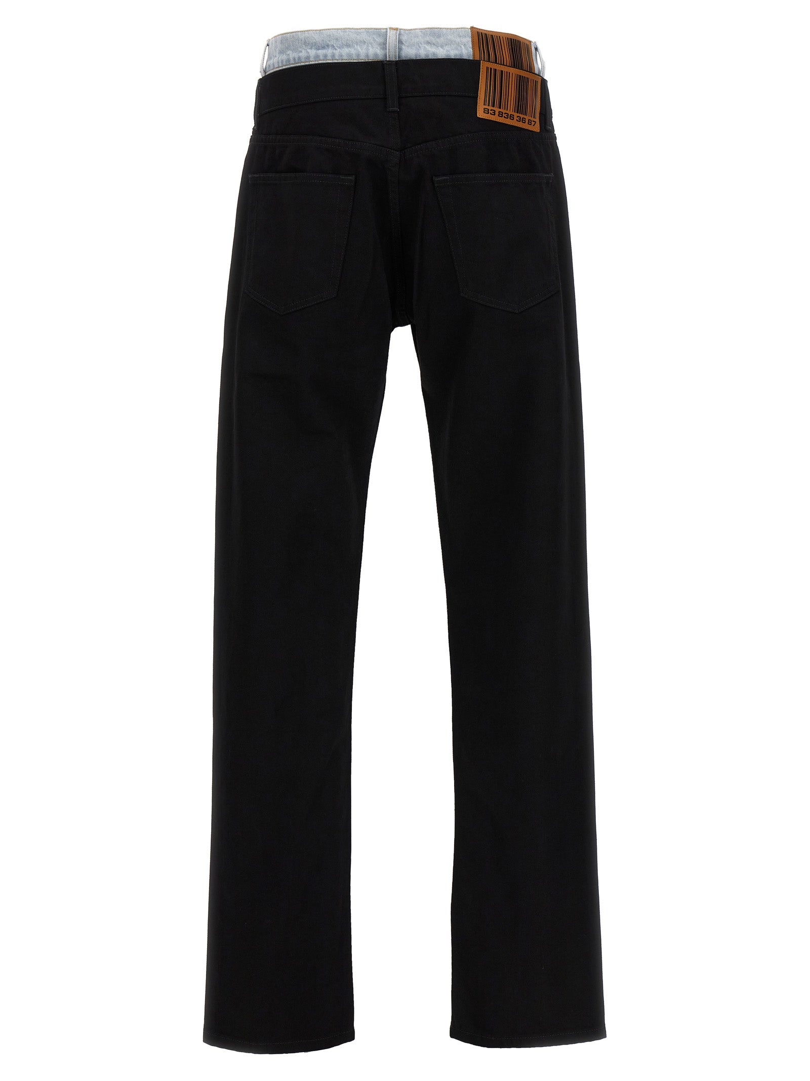 Black Cotton Straight-Leg Jeans
