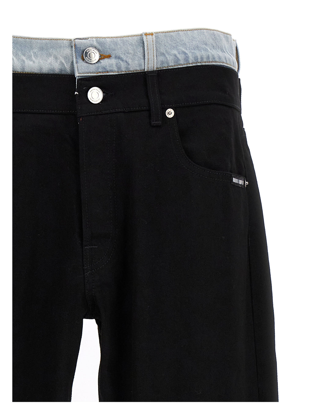 Black Cotton Straight-Leg Jeans