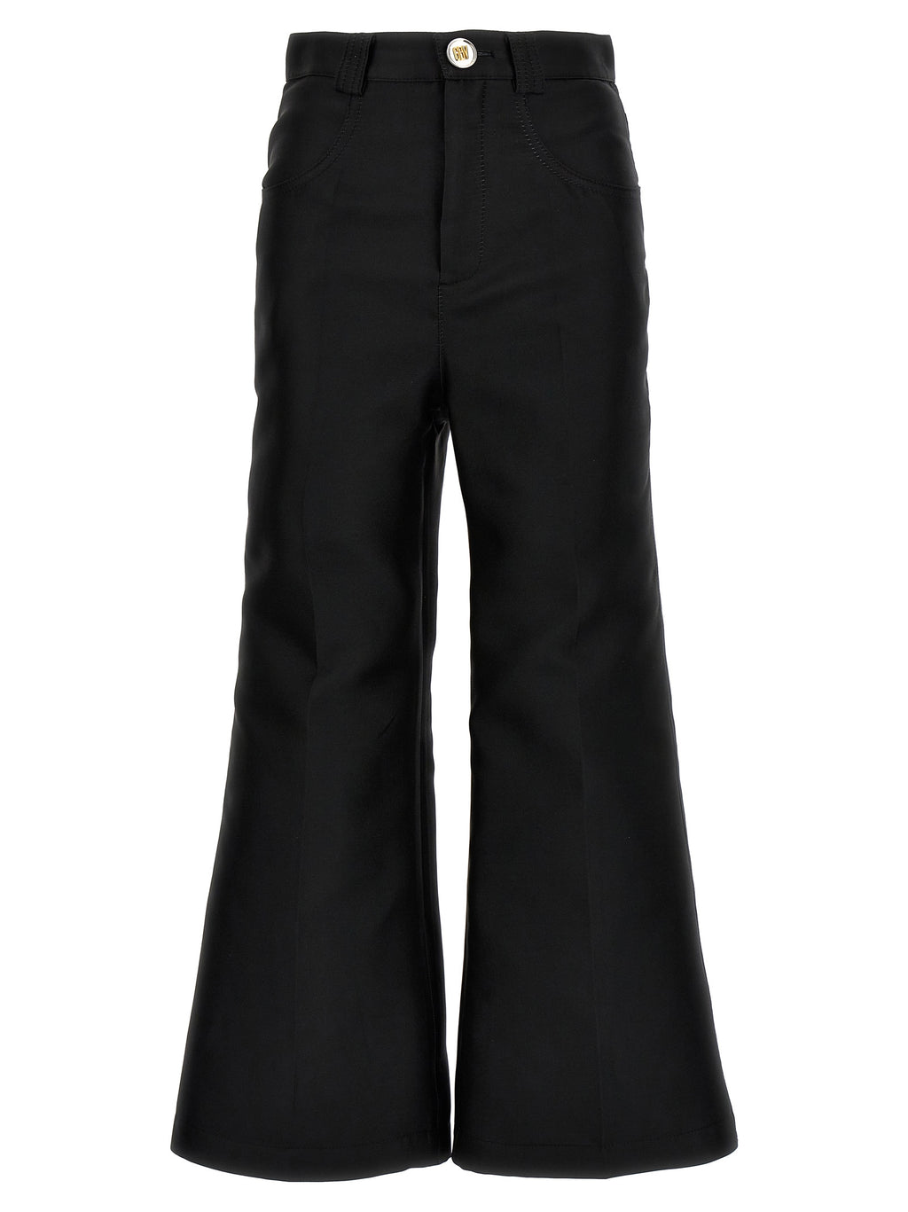 Black Polyester Flared Pants