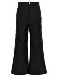 Black Polyester Flared Pants