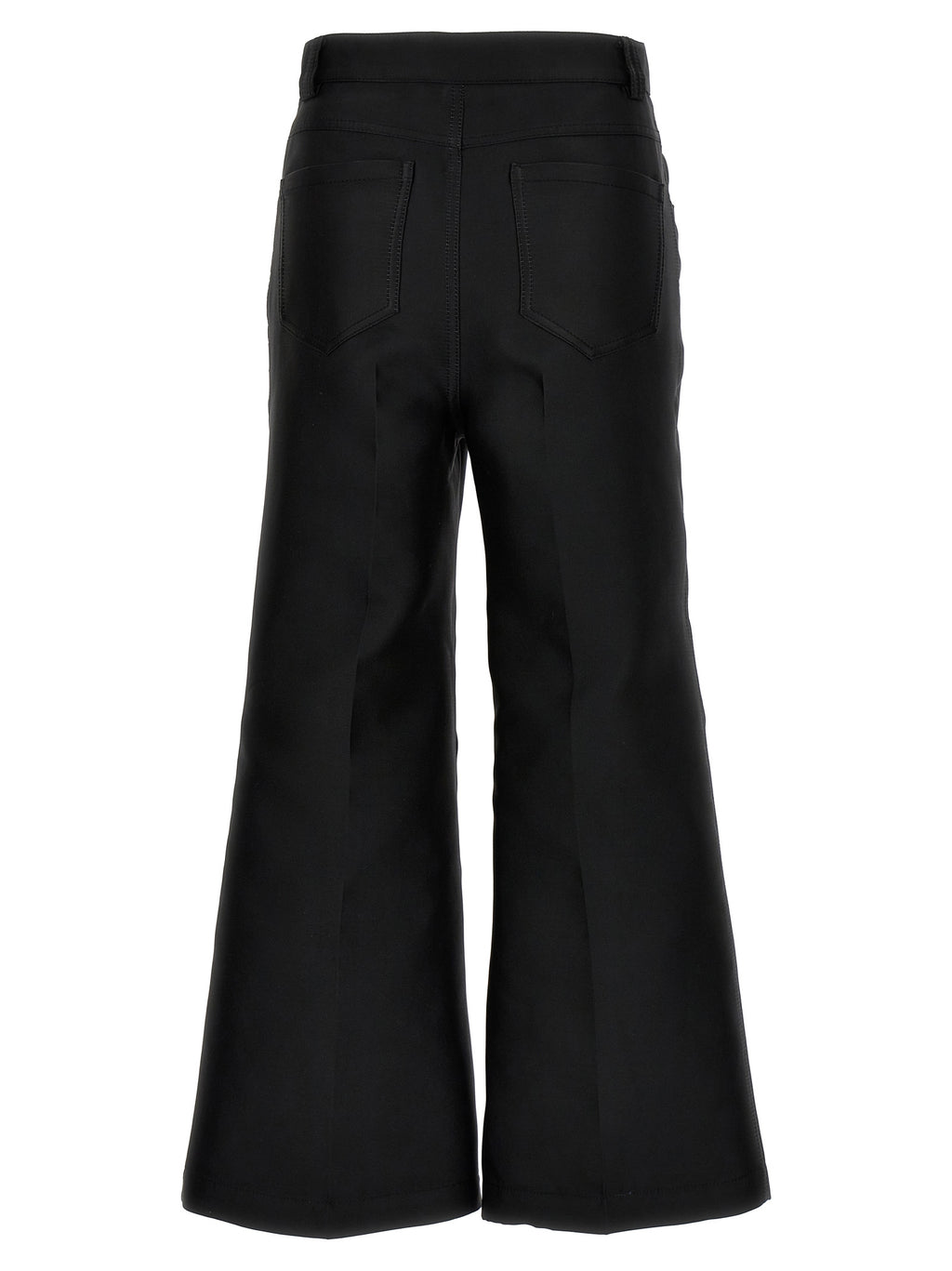 Black Polyester Flared Pants