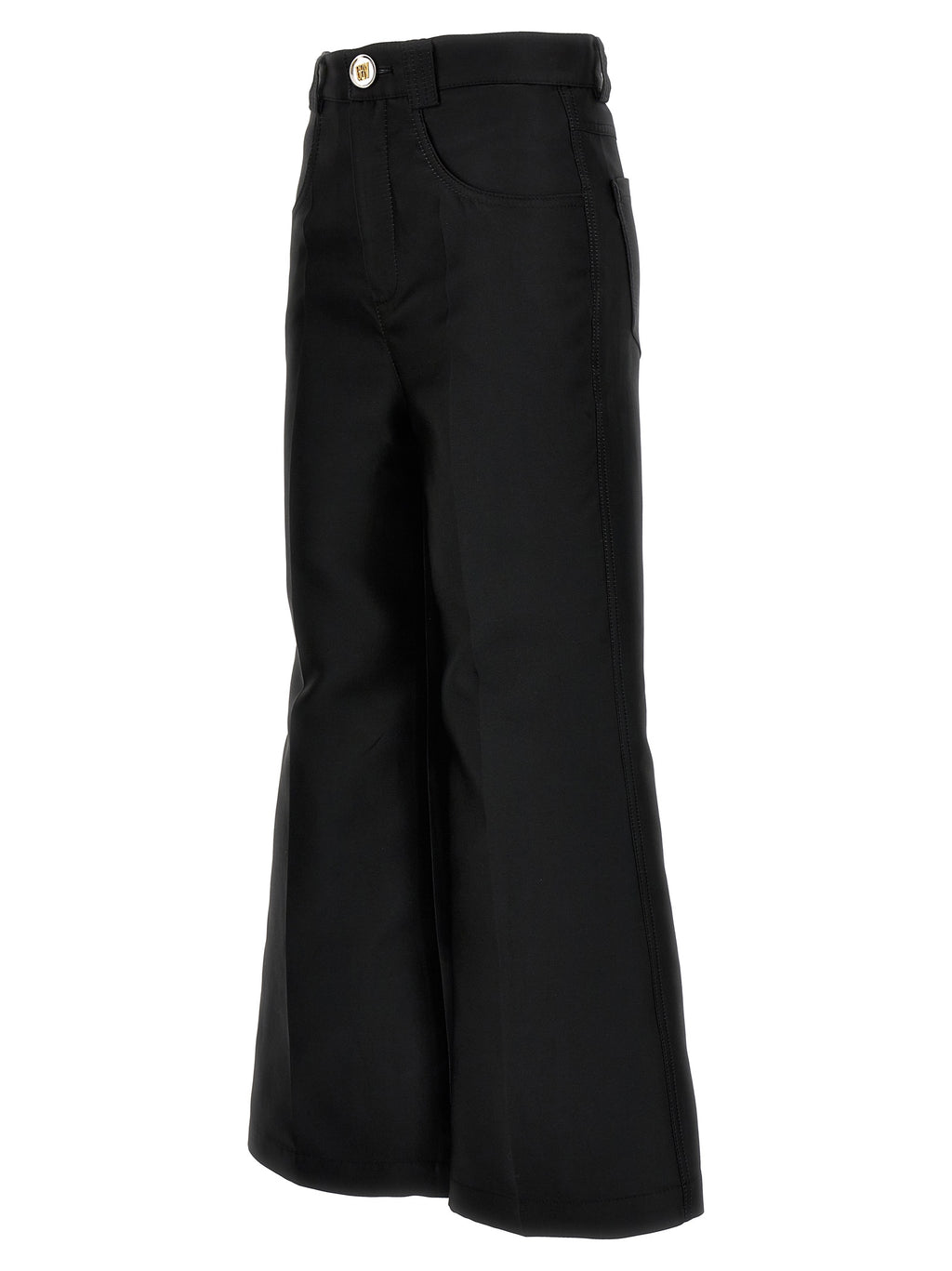 Black Polyester Flared Pants